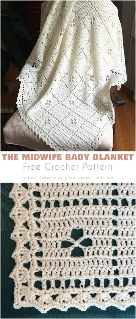 The Midwife Baby Blanket Call The Midwife Crochet Blanket, Crochet Blessing Blanket, Free Vintage Crochet Baby Blanket Patterns, Midwife Crochet Blanket Free Pattern, Midwife Blanket Crochet Pattern, Vintage Baby Blanket Crochet Pattern, Crochet Lace Baby Blanket, Crochet Filet Baby Blanket, Summer Baby Blanket Crochet