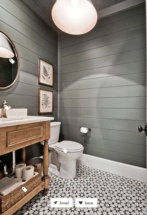 Industrial Farmhouse Bathroom, Bathroom Farmhouse Style, Bad Inspiration, Craftsman Style Home, Basement Bathroom, Half Bathroom, Bathroom Redo, Bathroom Renos, Bath Remodel