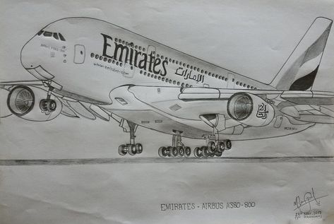 Emirates, Airbus A380-800. Expressing my love to the Best Airline of the world .... <3 Airbus A380 Drawing, Cute Airplane Drawing, Airbus A380 Emirates, A380 Emirates, Airplane Sketch, Emirates Airbus, Plane Drawing, Airplane Drawing, Airplane Wallpaper