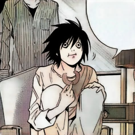 L Lawliet Manga Panel, L Lawliet Icon Manga, L Manga Panel, L Lawliet Manga, Lawliet Manga, L Manga, Deat Note, Note Doodles, Anime City