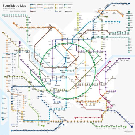 Subway Map Design, Seoul Map, Seoul Travel Guide, Namsan Tower, Nami Island, Metro Map, Seoul Travel, Subway Map, South Korea Travel