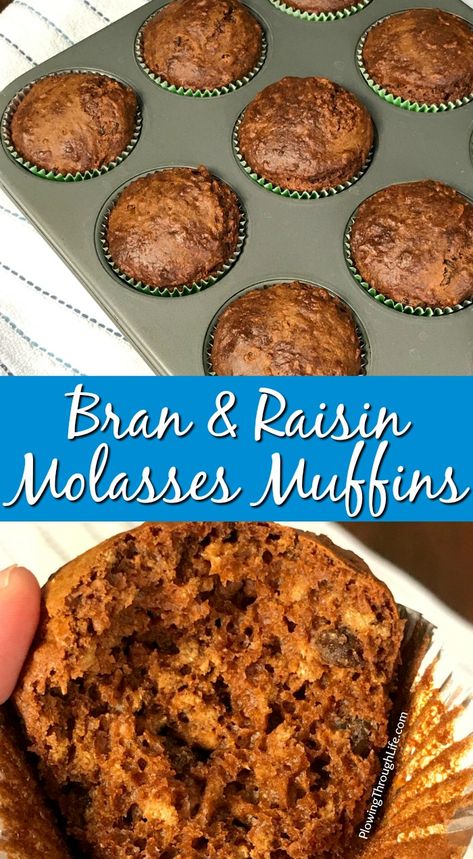 Muffins Flavors, Bran Muffins With Molasses, Raisin Bran Muffin Recipe, All Bran Muffins, Cereal Healthy, Raisins Recipe, Raisin Bran Muffins, Muffins Blueberry, Molasses Recipes