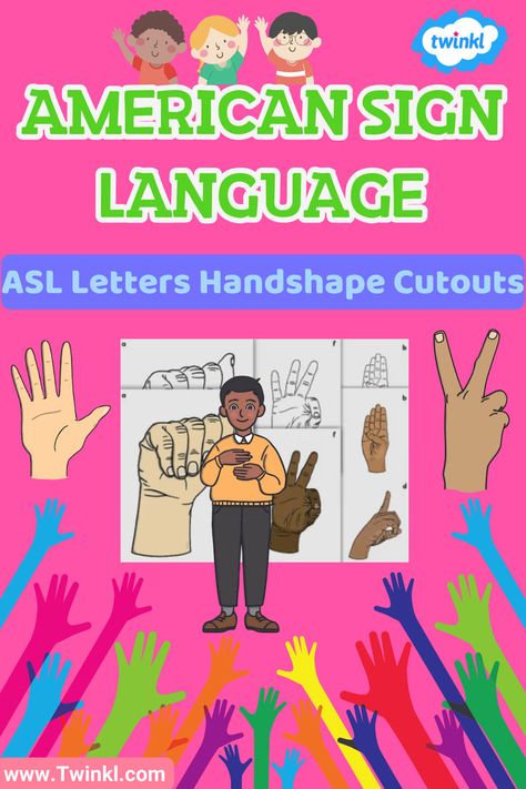 Multicolored hands reaching out, children waving and a boy using sign language and handshapes American Sign Language Lessons, Asl Letters, Sign Language Lessons, American Sign Language, Language Resources, The Alphabet, Sign Language, To Create, Alphabet