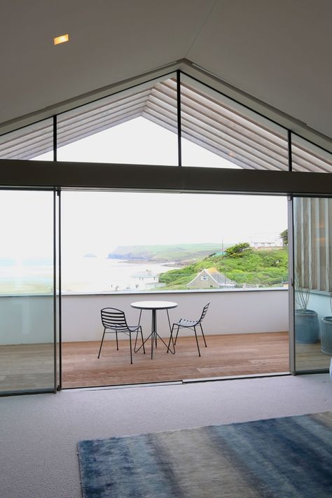 Gable Balcony, Glass Gable End, Gable End Extension, Gable End Windows, Loft Conversion Balcony, Coastal Home Exterior, 1930s House Renovation, Gable Roof House, Coastal Environment