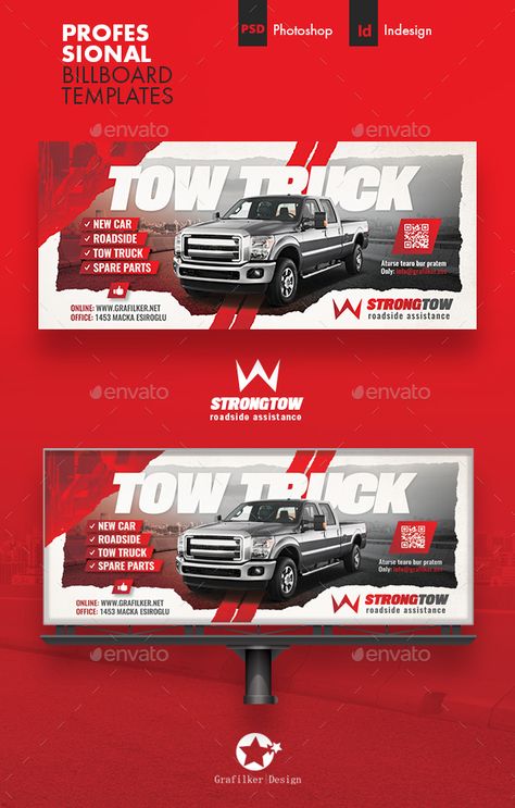 Tow Truck Billboard Templates Truck Advertising Design, Construction Graphic Design, Ud Trucks, Best Landing Page Design, Car Banner, Towing Company, Fuel Truck, Japanese Poster Design, Towing Service