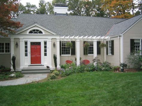 Napa Farmhouse, Front Porch Pergola, Patio Addition, White Pergola, Pergola Diy, Pergola Curtains, House Front Porch, Patio Pergola, Restaurant Patio