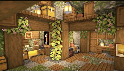 Interior Design Minecraft Cottagecore, Minecraft Cottage Core Interior No Mods, Minecraft Nature Interior, Hobit Houses Minecraft Interior, Interior Decorating Minecraft, Minecraft Interior Cottagecore, Minecraft Villager House Interior, Minecraft Tree House Interior, Cozy Minecraft Houses Interior