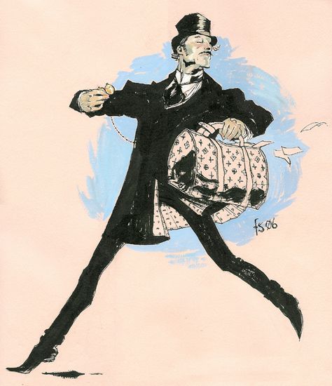 Phileas Fogg by Fiona Staples Staples Art, Fiona Staples, Phileas Fogg, Inktober 2024, Around The World In 80 Days, Vegas Style, Beloved Book, Jules Verne, Carpet Bag