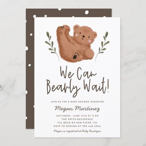 Bear Baby Shower Theme, Rustic Baby Shower Invitations, Boy Shower Invitations, Gender Neutral Baby Shower Invitations, Bearly Wait, Woodland Baby Shower Invitations, Baby Shower Invitaciones, Bear Theme, Teddy Bear Baby Shower