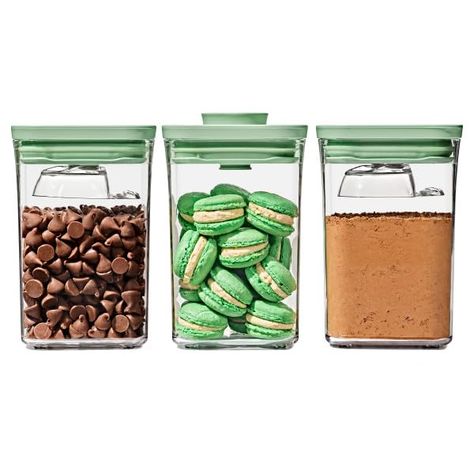 OXO Good Grips 3-Piece POP Container Set with Mini Scoops - Limited Edition Pistachio Oxo Pop Containers, Childrens Baking, Cake Storage, Dry Food Storage, Pie Bird, Bread Baker, Food Storage Container Set, Future Kitchen, Decorator Icing