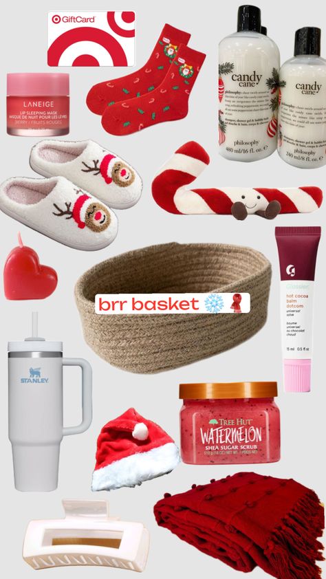 #xmas #basket #brrbasket #stanley #laneige #jellycat #glossier #targert Xmas Basket, Christmas, Gifts