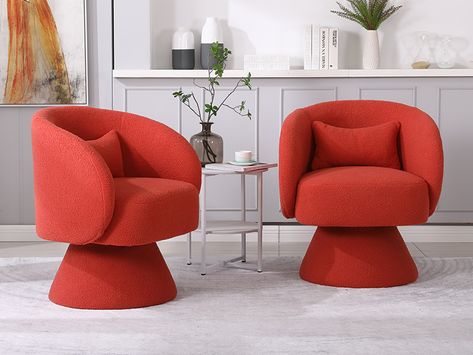 Amazon.com: KIVENJAJA Swivel Accent Chair, Sherpa Teddy Upholstered 360°Swivel Barrel Arm Chairs, Small Boucle Armchair with Pillow & Round Back for Living Room Bedroom Nursery (Teddy, Red) : Home & Kitchen Boucle Armchair, Pink Velvet Chair, Small Swivel Chair, Comfy Living Room, Swivel Barrel Chair, Swivel Accent Chair, Velvet Chair, Bedroom Nursery, Furniture Finishes