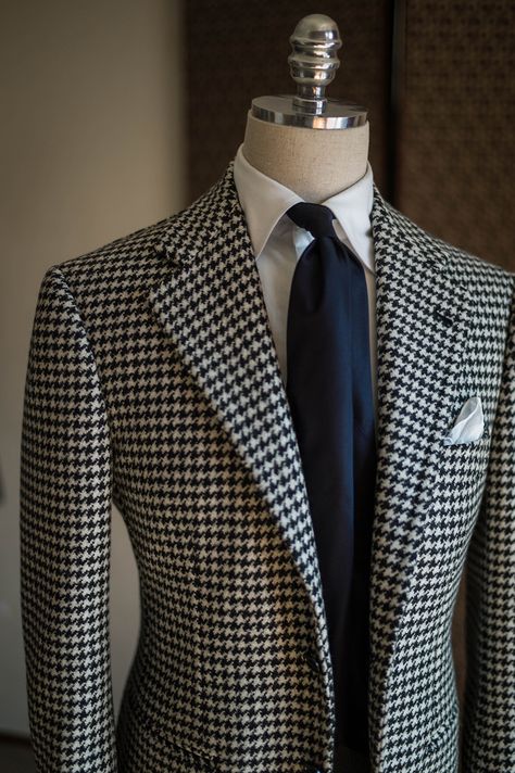 B&TAILOR — Heavy wool hound tooth sports coat by B&TAILOR Checked Suit, Sports Coat, Plaid Suit, Houndstooth Blazer, Checked Blazer, Men’s Suits, Men's Suit, Mens Fashion Suits, Business Suit