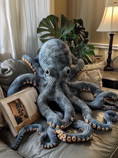 Octopus Bedroom, Silly Crochet, Knitted Octopus, Octopus Stuffed Animal, Octopus Crochet, Crochet Amigurumi Patterns, Crochet Octopus, Crochet Design Pattern, Arte Inspo