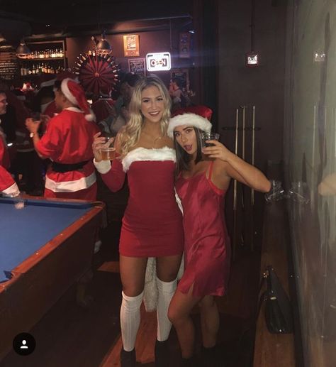 Santacon Outfits Women Nyc, Christmas Frat Party Outfit, Christmas Bar Crawl Outfit, Santa Con Outfits, Santacon Outfits Women, Santa Costume Women, Santa Outfits For Women, Santacon Outfits, Santacon Outfit