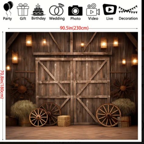 Backdrop-Great For Live Shows And Photography And Decor Create Atmosphere For Your Home Or Live Posh Shows. Can Also Be Used For Photos. Party Barn Interior, Barn Party Decorations, Cowboy Backdrop, Western Wedding Decorations, Barn Parties, Barn Interior, Party Barn, Western Wedding, Wooden House