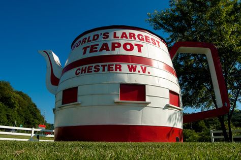 World's Largest Teapot ~ Chester, West Virginia West Va, Roadside Attractions, Take Me Home, National Forest, Chester, West Virginia, Worlds Largest, Wonders Of The World, The Ordinary