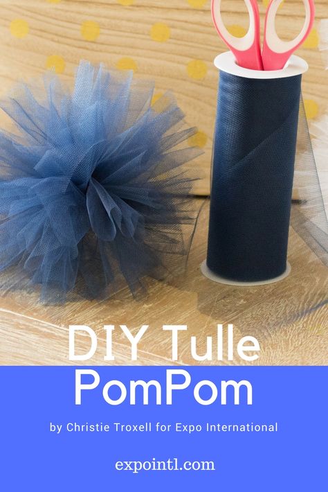 Tulle Crafts Decoration, Tule Pom Pom Diy, How To Use Tulle To Decorate, How To Make A Tulle Pom Pom, Tulle Pom Pom Centerpiece, Tulle Party Decorations, What To Do With Tulle, Tulle Ideas Decoration, Ribbon Pom Pom Diy