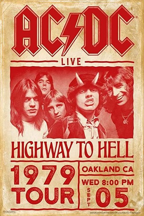 ACDC red print Acdc Poster, Bon Scott, Music Concert Posters, Jobs In Art, Rock Band Posters, Vintage Music Posters, Highway To Hell, Band Music, Concert Poster