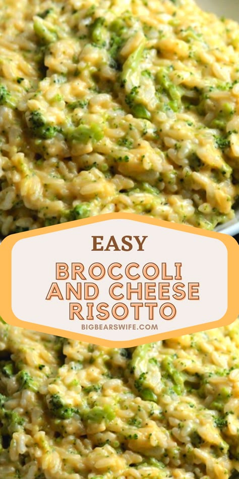 Creamy Broccoli Risotto, Broccoli Cheese Risotto, Chicken Broccoli Risotto, Broccoli Cheddar Risotto, Broccoli Risotto Recipes, Crockpot Risotto Recipes, Cheese Risotto Recipes, Risotto Meals, Broccoli And Cheese Rice