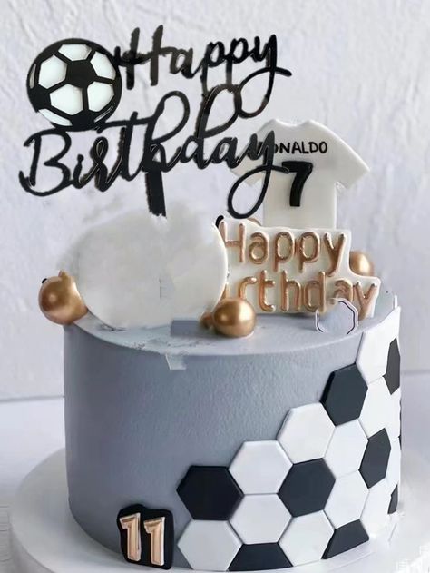 Football Cake Design, 2nd Birthday Cake Boy, Football Themed Cakes, Soccer Ball Cake, Soccer Birthday Cakes, Soccer Decor, Soccer Cake, Cake For Husband