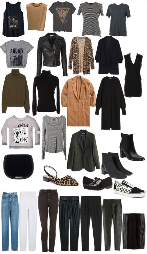 2023 Minimalist Wardrobe, 2024 Edgy Style, Boho Grunge Capsule Wardrobe, Edgy Smart Casual Women, Minimalist Edgy Outfits, Edgy Workwear Women, How To Dress Edgy In Your 30s, Classic Casual Edgy Style, Casual Edgy Capsule Wardrobe