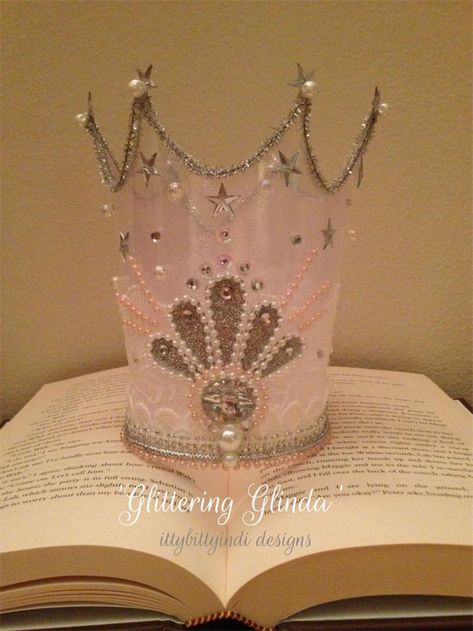 'Glittering Glinda' Crown | ittybittyindi designs | madeit.com.au How To Make Glinda The Good Witch Crown, How To Make A Glinda Crown, Diy Glinda The Good Witch Crown, Glinda The Good Witch Crown Diy, Diy Glinda Crown, Glinda The Good Witch Crown, Glinda Crown, Witch Crown, Wizard Of Oz Decor