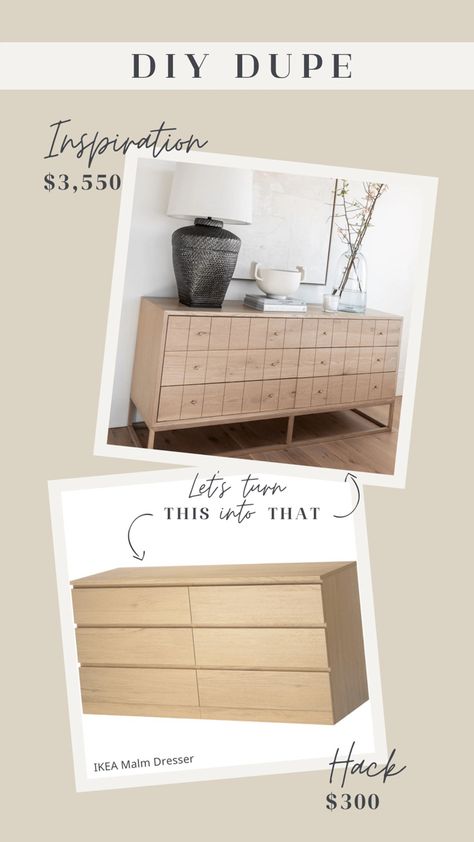 Mcgee And Co Kendall Nightstand, Ikea Malm Bedroom Ideas Oak, Ikea Malm Dresser Bedroom, Ikea Wood Dresser, Diy Malm Dresser, Ikea Malm Oak, Ikea Malm Dresser Hack, Malm Dresser Hack, Malm Hack