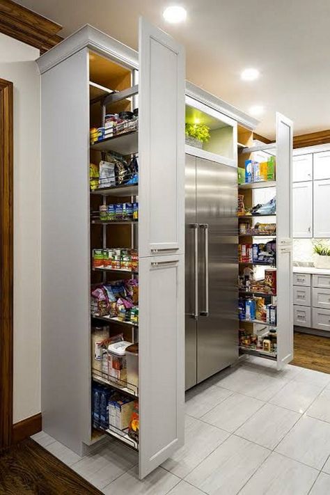 KITCHEN PANTRY IDEAS – For some of you who still get confused, the pantry and kitchen are two different concepts. A kitchen, as we know, is an area wi... Modern Köksdesign, Small Kitchen Pantry, Desain Pantry, Pantry Kitchen, Kabinet Dapur, Kitchen Pantry Design, Kitchen Pantry Cabinets, Kitchen Interior Design Decor, Diy Kitchen Storage