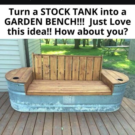 Galvanized Stock Tank, Rustic Furniture Design, Woodworking Bench, Garden Bench, Pallet Projects, Art Furniture, Outdoor Projects, Pallet Furniture, Rustic Furniture