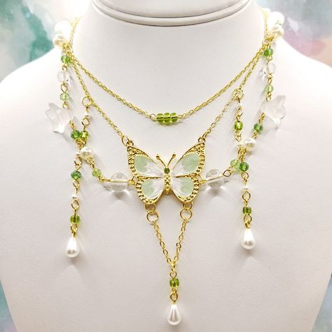 About 13½" + 2½" Extender New. Boho Jewelry Necklaces, Bridgerton Diy, Fairy Core Necklace, Butterfly Choker Necklace, Ethereal Jewelry, Necklace Fairy, Butterfly Choker, Boho Pendant Necklace, Summer Fairy