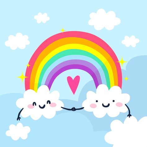 Hand drawn rainbow concept Free Vector | Free Vector #Freepik #freevector #kids Print Design Template, Cartoon Clouds, Kids Rainbow, Unicorn Pictures, Happy Children's Day, Prints Design, Rainbow Aesthetic, Cute Giraffe, Writing Art