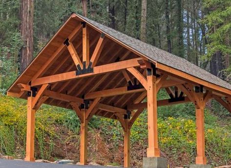 Wood Pavilion, Building A Carport, Timber Frame Pavilion, Pavilion Plans, Carport Plans, Patio Table Set, Carport Designs, Outdoor Pavilion, Pavilion Design