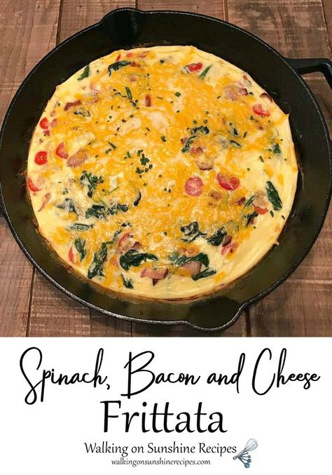 Spinach Bacon Frittata, Fritata Recipe, Frittata Recipes Breakfast, Bacon Frittata, Breakfast Frittata, Mini Frittata, Spinach Frittata, Bacon Stuffed Mushrooms, Cheese Frittata