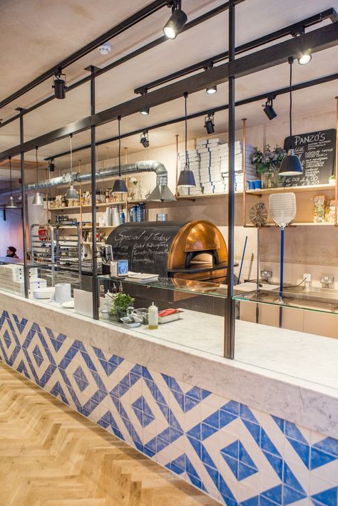 Greek Cafe, Bistro Interior, Pizza Store, Pizzeria Design, Restaurant Kitchen Design, Greek Designs, Commercial Kitchen Design, Pasta Restaurants, Pizza Design