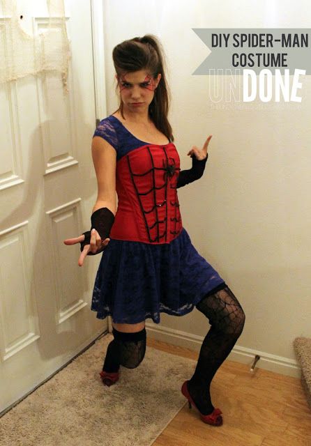 UNDONE: DIY Spider-Man Costume  @Rachel Keck, if only i had any of this stuff. Spider Woman Halloween Costume, Halloween Costumes Spiderman, Woman Costume Diy, Spider Woman Halloween, Spider Girl Costume, Rogue Costume, Spider Woman Costumes, Kids Spiderman Costume, Diy Superhero Costume