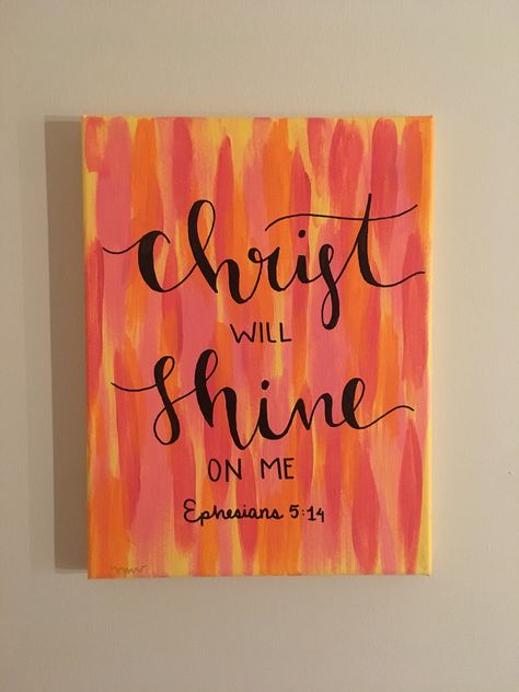 "Pictured: \"Christ will shine on me Ephesians 5:14\" (Orange, Red, Yellow background, black text)  \"Your love is better than life Psalm 63:3\" (Blue background, sunflowers, brown text) Please submit:  1. The verse or quote EXACTLY how you want it on the canvas. (Keep in mind that more the words, the smaller the writing)  2. Background color: solid or fade between two colors or ombré  3. Text color (or colors)  4. Which design you would like (you can also look at other listings for this)  *sinc Quotes To Put On Paintings, Canvas Painting Ideas Christian, Scripture Painting Ideas, Scripture Paintings On Canvas, What To Paint On A Canvas, Christian Painting Ideas Easy, Word Paintings On Canvas, Easy Painting Ideas On Canvas For Beginners Step By Step, Simple Things To Paint On Canvas Easy