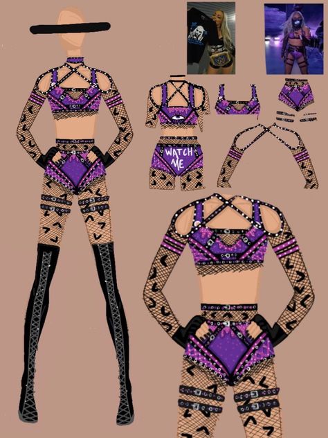 Wrestling Outfits, Wwe Outfits, Wrestling Gear, Pole Wear, Dress Sketches, Women's Wrestling, Wwe Womens, Woman Drawing, Drawing Clothes