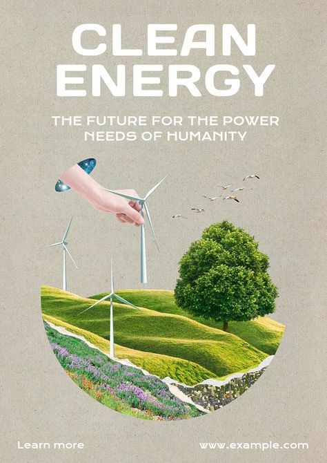 Clean energy poster template, editable text and design | premium image by rawpixel.com / Wan Sustainable Report Design, Sustainability Cover Design, Poster Design With Text, Clean Energy Illustration, Sustainability Event Poster, Sustainable Poster Design, Sustainability Report Cover Design, Clean Design Graphic, Sustainable Living Poster