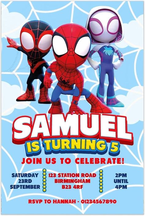 Personalised Spidey And His Amazing Friends Birthday Party Invitations, Superheroes Spiderman Party Invites Boys Girls | PACK OF 10 WITH ENVELOPES… : Amazon.co.uk: Home & Kitchen Spidey And His Amazing Friends Birthday, Friends Birthday Party, Boy Party Invitations, Spidey And His Amazing Friends, Spiderman Party, Amazing Friends, Friends Birthday, Party Invites, Personalized Party