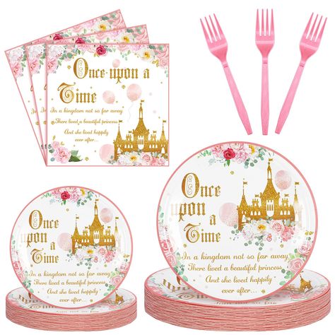 PRICES MAY VARY. Once Upon a Time Party Party Tableware Supplies: you will get 96 pieces of once upon a time party tableware, including 24 pieces of 9 inch paper plates, 24 pieces of 7 inch paper plates, 24 pieces of napkins and 24 pieces of plastic forks; Sufficient quantity and nice combination to meet your parties demands, allows you to entertain 24 guests easily at the same time Adorable and Fresh Elements: these once upon a time party tableware sets are designed with delicate pattern, eye c Once Upon A Time Birthday Theme, Cinderella 1st Birthday Party, Once Upon A Time 1st Birthday Party, Once Upon A Time Birthday Party, Royal Ball Birthday Party, Once Upon A Time Birthday, Princess 1st Birthday Party, Castle Birthday Party, Castle Birthday