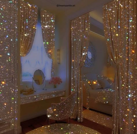 Onyx Bedroom, Glitter Door, Cowboy Disco, Glitter Bedroom, Glitter Room, Glam House, Moving Apartment, Crystal Room, Glitter Pictures