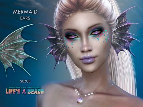 Sims 4 Mermaid Cc, Mermaid Ears, Sims 4 Couple Poses, Sims 4 Hair Male, Magical Underwater, Ts4 Mods, Mermaid Skin, Sims 4 Tattoos, Sims 4 Piercings