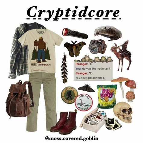 Cryptid Hunter Outfit, Coastal Grunge Outfits, Starflesh Core Aesthetic Outfits, Cryptic Academia, Cryptid Outfit, Cryptid Core Outfit, Cryptid Aesthetic Outfit, Cryptid Hunter Aesthetic, Adventurecore Aesthetic Outfit