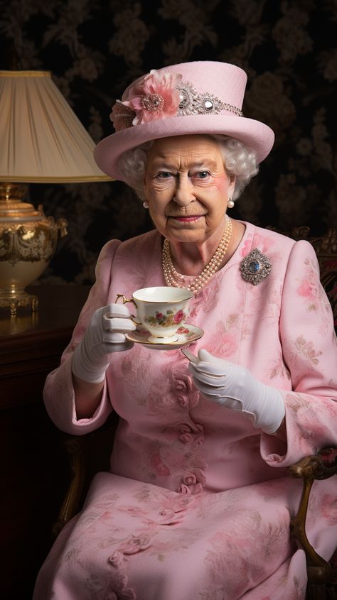 Queen Elizabeth II drinking tea Queen Tea Party, Queen Elizabeth Portrait, Queen Elizabeth Birthday, Royal Family Fashion, Queen Elizabeth Photos, Prințesa Diana, Rainha Elizabeth Ii, English Royal Family, Kate And Meghan