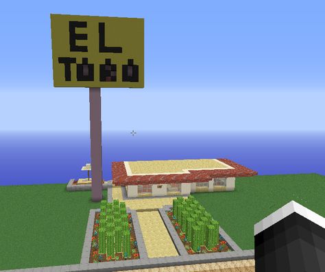 Mexican Restaurant in minecraft xD Restaurant Ideas Minecraft, Taco Bell Minecraft, Mexican Minecraft, Mincraft Idea Restaurant, Minecraft Mexican House, Minecraft Ideas, Mexican Restaurant, Visual Communication, Baseball Field