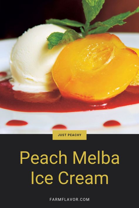 Peach Melba Ice Cream With Raspberry Sauce A French chef created this dessert with sugared peaches, raspberry sauce and ice cream at a London hotel during the late 19th century in honor of the Australian opera singer Nellie Melba. Sugared Peaches, Raspberry Sauce Recipe, Dairy Recipes, Peach Melba, Peach Recipes, London Hotel, Raspberry Sauce, Opera Singer, Ripe Fruit