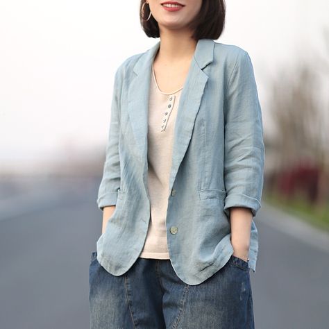 Linen Jacket Outfit Women, Linen Jackets Women, Jacket Outfit Women, Tunic Designs, Linen Fashion, Woman Suit Fashion, Trendy Fashion Tops, Linen Jackets, Professional Dresses