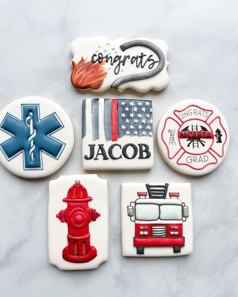 Angie Kang on Instagram: “Happy 4th of July! I hope you get to enjoy the day with friends and families! Special thanks to our firefighters and EMTs keeping us safe…” Paramedic Cookies Decorated, Firefighter Cookies, Firefighter Cookie, Day With Friends, Enjoy The Day, Cookies Decorated, Happy 4th Of July, Happy 4 Of July, Special Thanks