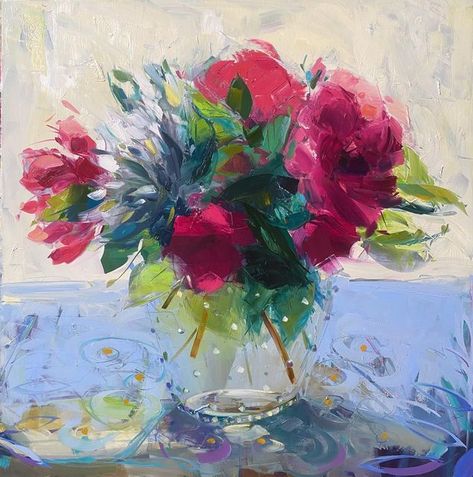 Roses And Peonies, Gallery Show, Instagram Roses, Flower Paintings, New Website, Impressionism, Floral Art, Flower Painting, White Flowers